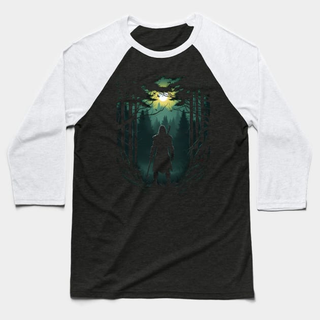 Moonlit Hunter - Silhouette - Witcher Baseball T-Shirt by Fenay-Designs